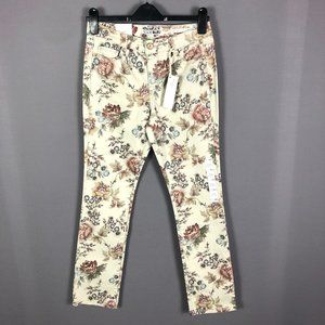 Code Bleu Tan Floral Chelsea Classic Straight Jeans Size 6P